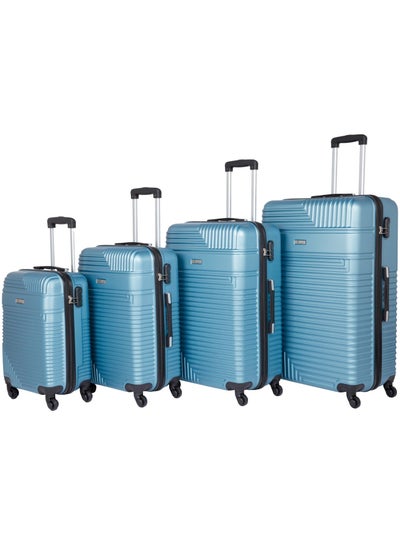 Hard Shell Travel Bags Trolley Luggage Set of 4 Piece Suitcase for Unisex ABS Lightweight with 4 Spinner Wheels KH120 Light Blue Light Blue