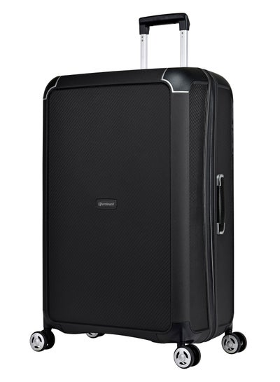 Champion Hard Case Travel Bag Luggage Trolley Polypropylene Lightweight 4 Quiet Double Spinner Wheels Suitcase With TSA Lock B0002 Black