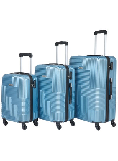 Hard Shell Travel Bags Trolley Luggage Set of 3 Piece Suitcase for Unisex ABS Lightweight with 4 Spinner Wheels KH110 Light Blue
