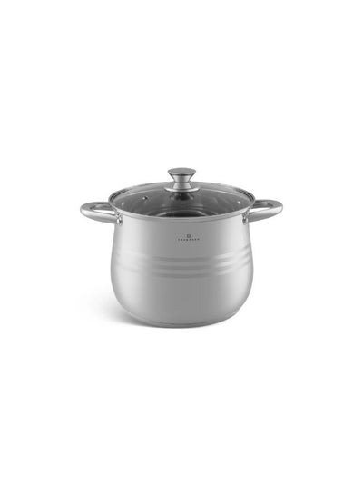 EDENBERG Stainless Steel Stock Pot 8.8L | Glass Lid with Steam Vent | Suitable for Gas, Induction & Electric Hob | Food Heats up Quickly and Material Preserves Heat Long
