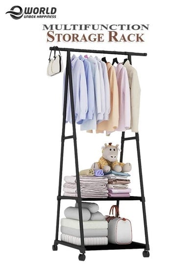 Multifunctional Triangle Coat and shoe Rack for organizing Wardrobe with Four wheels