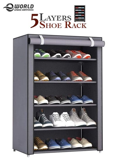 5 Layer Stylish Shoe Organizer Rack for Entryway Hallway Storage Furniture with 5 Open Shelves