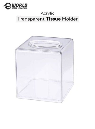Acrylic Transparent Countertop Tissue Holder Box for Home Office and Restaurants