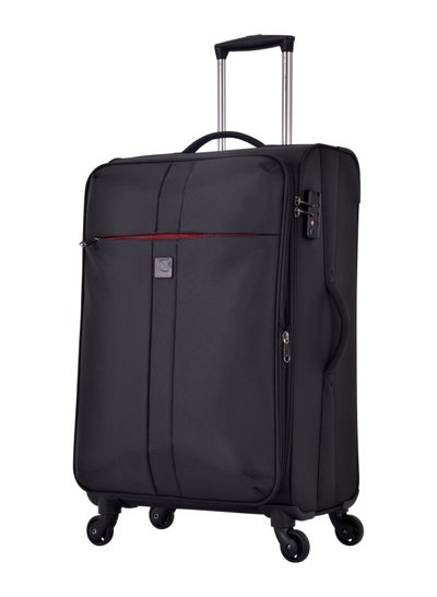 Soft Case Travel Bag Luggage Trolley for Unisex Polyester Lightweight Expandable Wheeled Suitcase with TSA lock V6101 Black