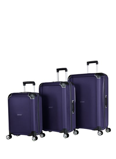 Champion Hard Case Travel Bags Trolley Luggage Sets of 3 Polypropylene Lightweight 4 Quiet Double Spinner Wheels Suitcase With TSA Lock B0002 Purple