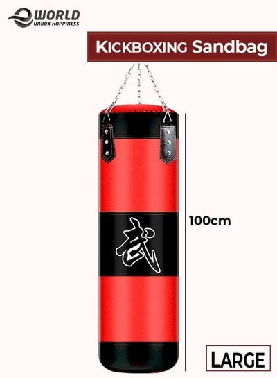 Professional Sports Boxing Bag For Heavy Weight Training Mma Martial Arts Karate Practice Punching Kickboxing Muay Thai Sandbag With Hanging Chains And Hooks 100cm
