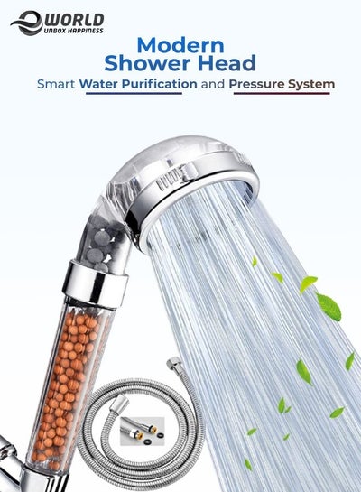 3 Mode High pressure shower head, ionic function spray handheld filter for hair loss and clean water.