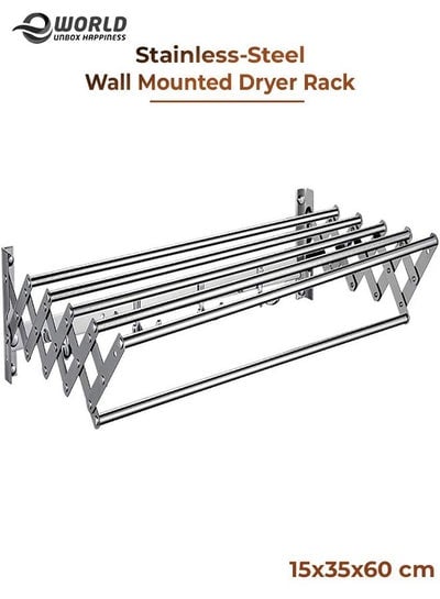 Wall mounted Retractable Airers Folding Extendible Dryer Rack Towel Shelf  with Hooks for Bathroom and Terrace