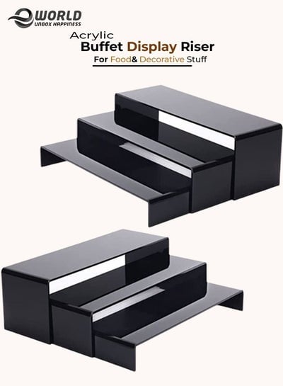 6 Pack Black Acrylic Display Riser for jewelry and Decorative stuff