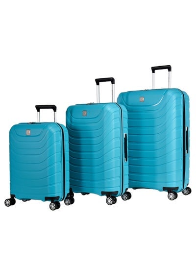 Knight Hard Case Travel Bag Trolley Luggage Set 0f 3 Polypropylene Lightweight Suitcase 4 Quiet Double Spinner Wheels With Tsa Lock B0011 Light Blue