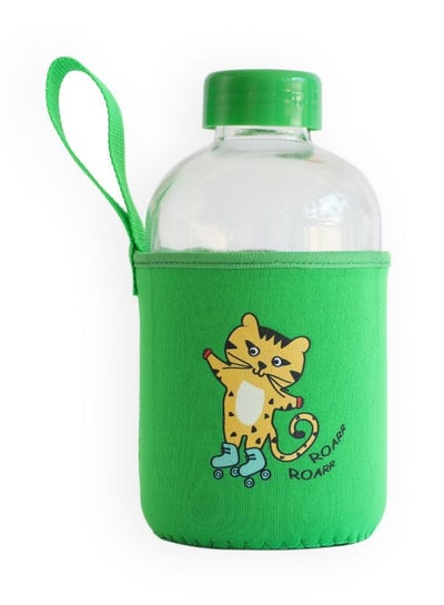 Milk&Moo Skater Cheetah Kids Glass Water Bottles 600 ML