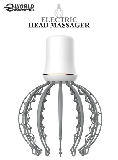 Rechargeable Electric Octopus Head Back Body Massage Relaxation Stress Relief Spa Therapy Hair Massaging Device Scalp Massager with 12 Vibration Claws and Adjustable Modes