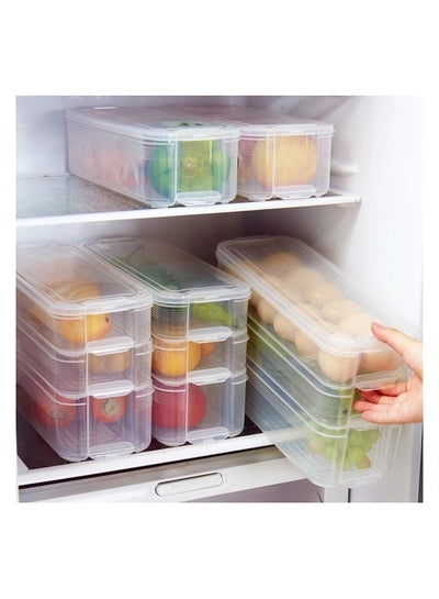 Stackable Fridge Organiser Boxes,  Food Containers with Removable Lid 6L