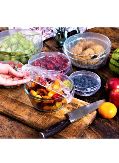 Pack of 100 Fresh Food Protection Disposable Transparent Covering Cap