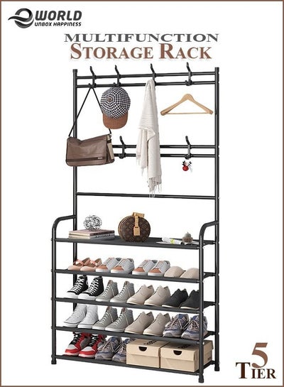 5 Tier Home Entryway Furniture Shelf Multipurpose Shoe and Coat Stand