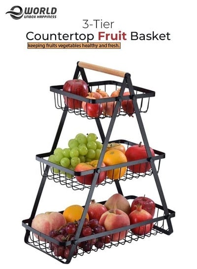 Kitchen Countertop Display Stand, 3-Tier Rack for Fruits and Vegetables Storage