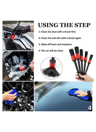 5 Piece Car Detailing Automotive Cleaning Brush for Wheels Dashboard and Interior