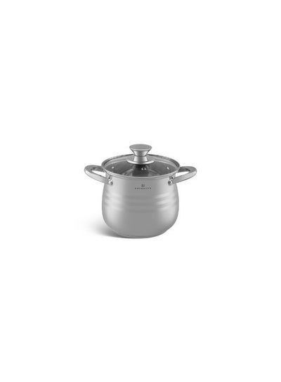 EDENBERG Stock Pot | Cooking Pot with Tempered Glass Lid | Multi-Purpose Cooking Pot- Stainless Steel Material | Induction Base Pot- Silver, 4.0 L (diameter: 18 cm)