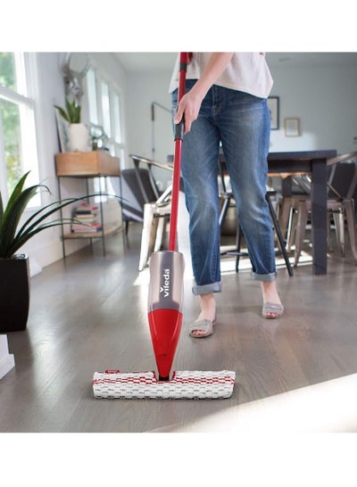Promist Microfiber Stretchable Plastic Floor Wiper Mop With Spray Red