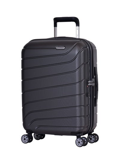 Voyager Hard side Travel Case Luggage Trolley Makrolon Lightweight with 4 Quiet Double Spinner Wheels Suitcase with TSA Lock KH91 Dark Grey