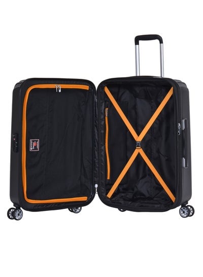 Hard Case Travel Bags Makrolon Polycarbonate Lightweight Expandable Zipper Trolley Luggage Set And Robust 4 Quiet Wheels With TSA Lock Kg82 Black