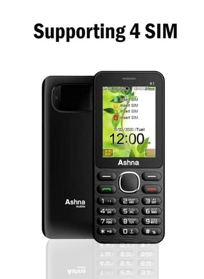 Ashna K4 Mobile 4 Sim Supporting Black