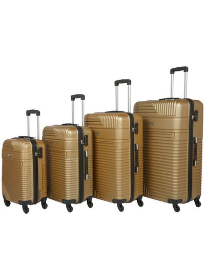 Hard Shell Travel Bags Trolley Luggage Set of 4 Piece Suitcase for Unisex ABS Lightweight with 4 Spinner Wheels KH120 Gold