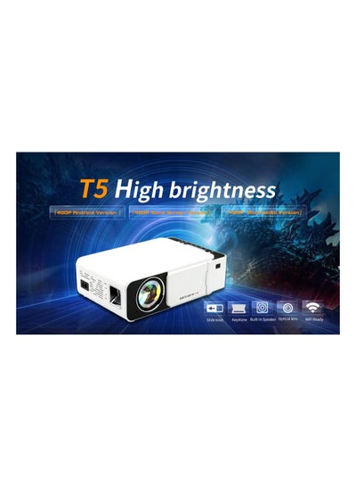 New T5 LED Projector Smart 1080P HD Home Theatre with Stereo Speakers 100 ANSI WiFi USB HDMI SD Card Headphone audio Jack 3.5mm and Mobile Phone Mirroring