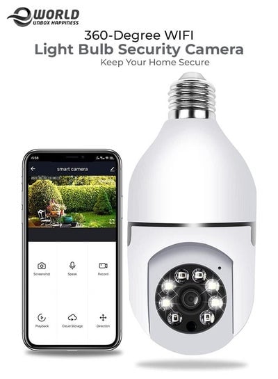 360 Degree Wireless WIFI Light Bulb Security Camera with Motion Detection and two Way Audio system.