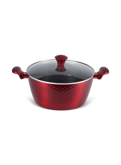 EDENBERG 15-piece Red Hexagon Design Forged Cookware Set| Stove Top Cooking Pot| Cast Iron Deep Pot| Butter Pot| Chamber Pot with Lid| Deep Frypan