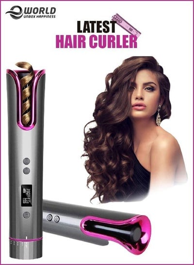 Cordless Wireless Automatic Hair Curler Roller Portable Iron Curling Wand with LCD Temperature Display and Timer USB TYPE-C