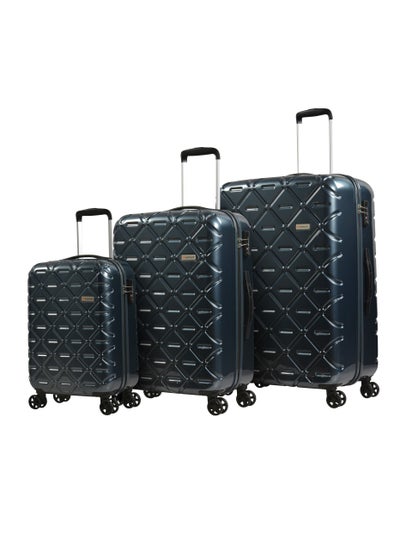 Wheeled Unisex Hard Shell Trolley Luggage Set of 3 Makrolon Lightweight 4 Quiet Double Spinner Wheel Suitcase with TSA lock KG18 Graphite