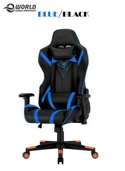 Adjustable 180 Degree Swivel and Height Professional Computer PC Gamers High Back Chair PU Leather with Two Pillows, Lumbar Support