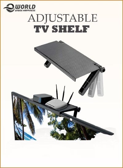 Portable Top TV Screen Shelf Caddy Holder Adjustable Rack Foldable Monitor Mount Organizer Stand Bracket for Computer