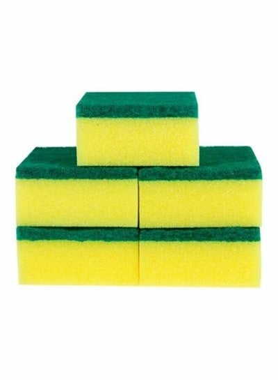 5 Piece Dishwashing Sponge Set Yellow/Green