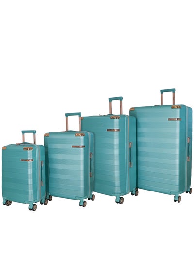Hard Case Trolley Luggage Set For Unisex ABS Lightweight 4 Double Wheeled Suitcase With Built In TSA Type lock A5125 Set Of 4 Light Green
