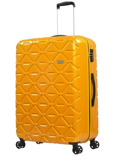 Wheeled Unisex Hard Shell Luggage Trolley Makrolon Lightweight 4 Quiet Double Spinner Wheel Suitcase with TSA lock KG18 Sunset Yellow