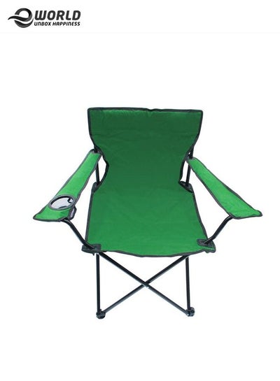 Beach Camping Chair for Outdoor, Waterproof Folding Stool with Cup Holder Arm Rests and Steel Frame for Patio, Lawn and Swimming Pool