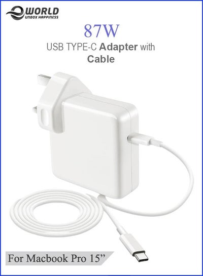 87W USB Type-C PD Adapter Fast Charger Cable Compatible with Apple Macbook Pro 13