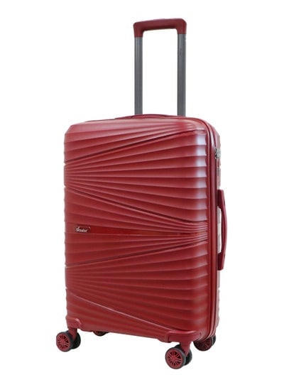 Hard Case Luggage Trolley For Unisex PP Lightweight 4 Double Wheeled Suitcase With Built In TSA Type Lock KH1005 Burgundy