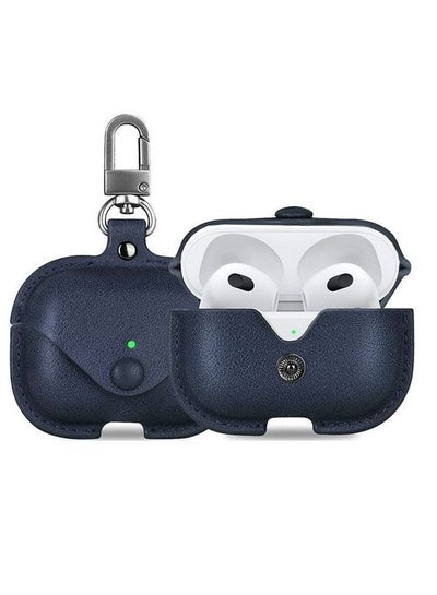 Airpods 3 Leather Case Shockproof Cover with Keychain Compatible with Apple Airpods 3rd Generation