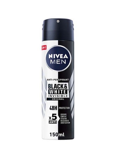 Men Black And White Invisible Original, Antiperspirant for Men, Spray 150ml