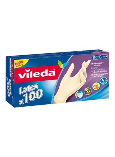 100-Piece Latex Disposable Gloves White L