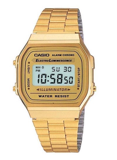 Men's Water Resistant Stainless Steel Digital Watch A168WG-9 - 36 mm - Gold