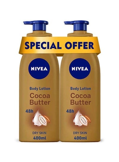 Cocoa Butter Body Lotion, Vitamin E, Dry Skin, 400ml, Pack of 2 400ml