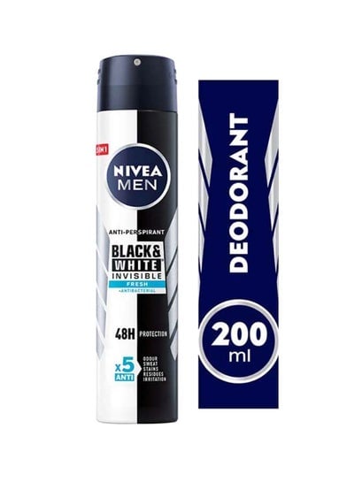 Men Black And White Invisible Fresh, Antiperspirant For Men, Spray 200ml