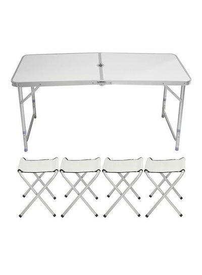 5-Piece Picnic Table With Folding Chair Set White/Grey