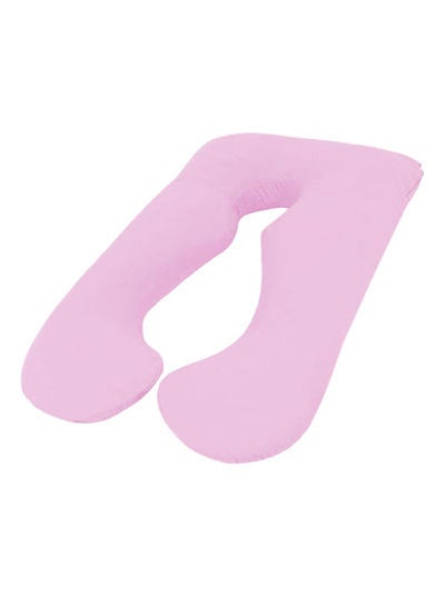 U-Shaped Comfortable Maternity Bed Pillow Cotton Pink 70x25x120cm