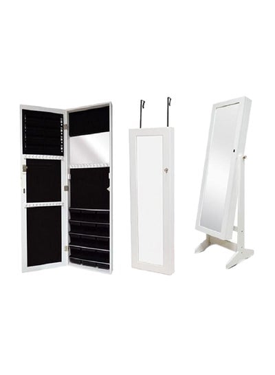 Wooden Jewellery Cabinet With Mirror White 147 X 44 X 7cm