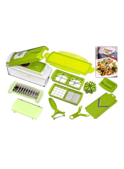 11-Piece Fruit And Vegetable Chopper And Slicer Set White/Green